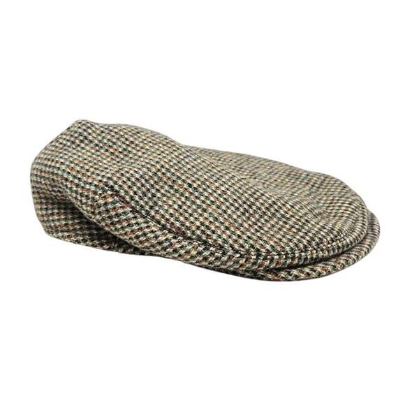 Vintage Dunn & Co Tweed Cabbie Hat Wool British Houndstooth Harris Tweed - Picture 1 of 2
